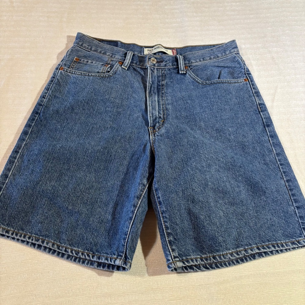 Levis 550 Relaxed Fit Denim Shorts 34 Med Wash Blue Cotton Jean Shorts Jorts VTG